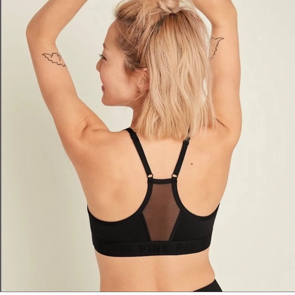 PINK Victoria’s Secret Sports Bra SM NWT AQUA/Hunter Green velvet adjust straps
